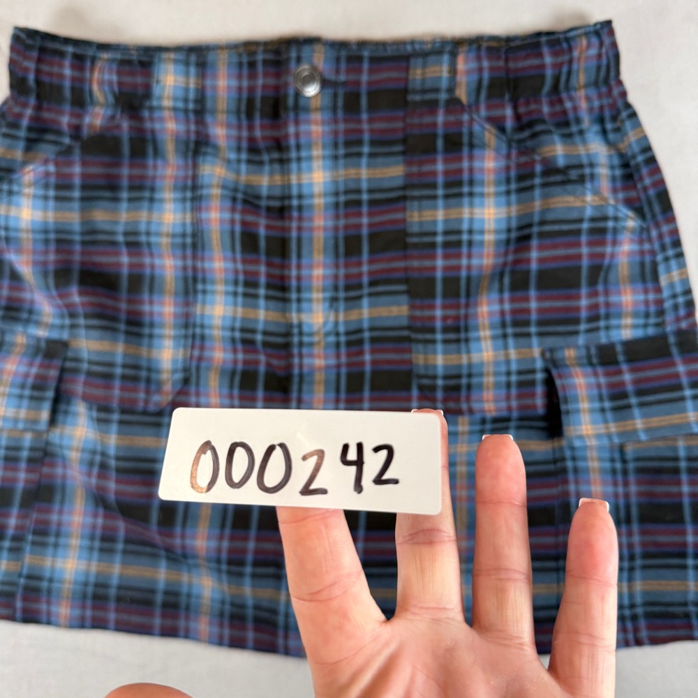 Y2K‎ Plaid Cargo Skirt Juniors 17 Blue Tartan Mini Utility Pockets Grunge Punk - Picture 11 of 11